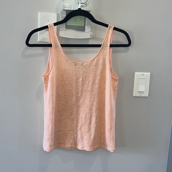 Vince Scoop Linen Blend Tank Top Coral - Picture 5 of 7